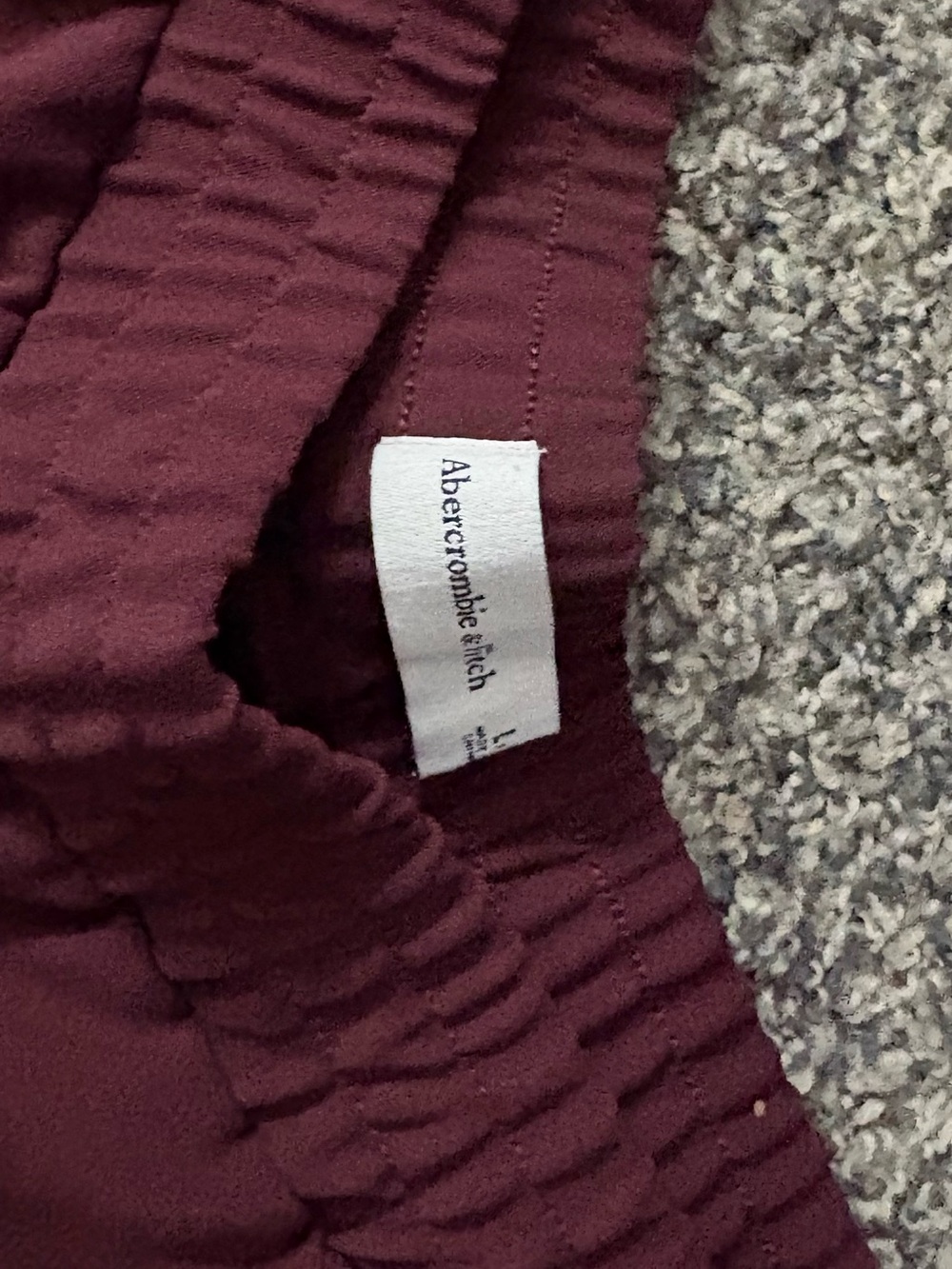 Abercrombie & Fitch Burgundy Ruffle-Waist Joggers